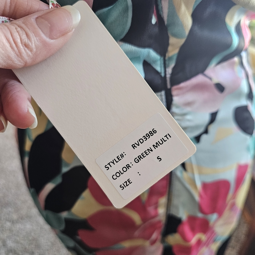 Rosevelvet Tropical Halter Mini Dress With Drape Size S - Picture 7 of 12